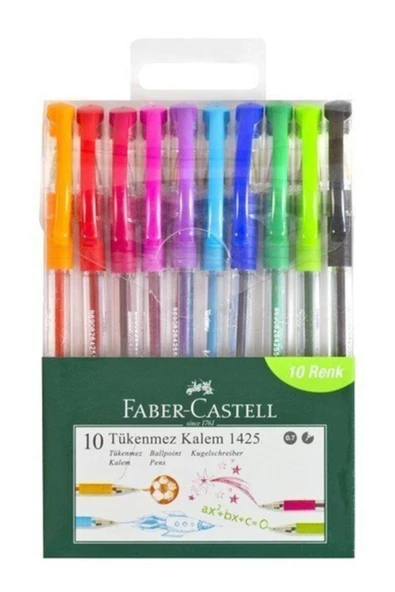 Faber Castell 1425 Iğne Uç Tükenmez Kalem 10'lu Karışık ürün görseli 1