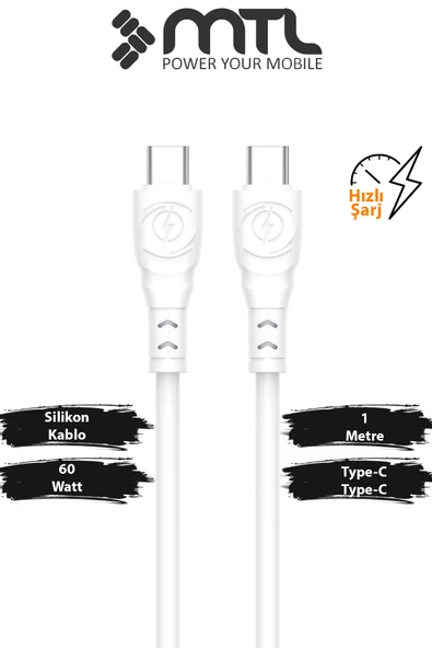 60W Type-C to Type-C Hızlı Extra Yumuşak Dayanıklı Şarj ve Data Kablosu MT2480 ürün görseli 1