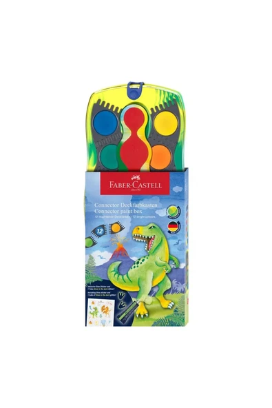Faber Castell Faber-Castell Dino Connector Paint Box Sulu Boya 12 Renk 125013 ürün görseli 1