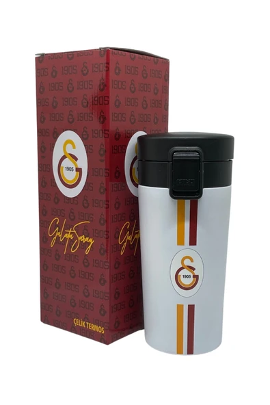 Galatasaray 400ml Lisanslı Çift Katlı Paslanmaz Çelik Termos Mug 8 Saat Sıcak Soğuk Hediye Kutulu ürün görseli 1