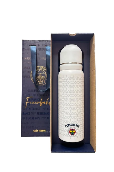 Fenerbahçe Çelik Termos 650 ML Beyaz Renk Bardaklı Lisanslı Orijinal Ürün Kutulu 587190 ürün görseli 1