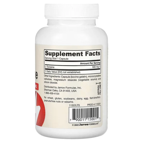 Jarrow Formulas L-Tyrosine Brain Support 500 mg 100 Caps - Resim 2