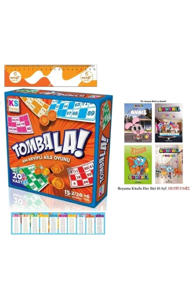 Ks Games Ks T40 Eko Tombala Aile Oyunu ve The Gumball Boyama Kitabı 4 Adet 16 Syf'lık ürün görseli 1