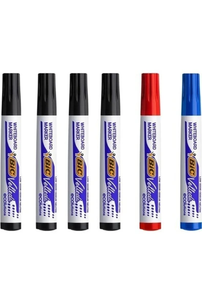 Bic Velleda Tahta Kalemi 6'lı (4 X Siyah, 1 x Mavi, 1 x Kırmızı) ürün görseli 1