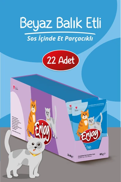 Enjoy Balıklı Kedi Pouch Yaş Mama 85Gr x 22 Adet ürün görseli 1