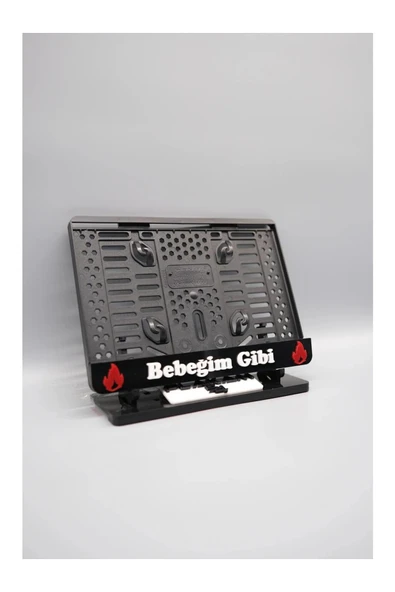 Bebeğim Gibi 3D Kabartmalı Siyah Pleksi Motor Plakalık ürün görseli 1
