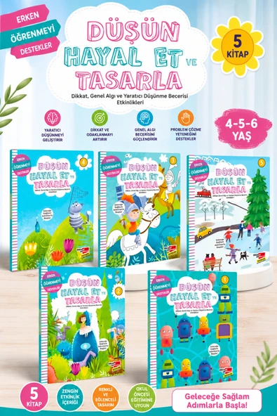 Dikkat Atölyesi Yayınları Düşün, Hayal Et Ve Tasarla (5'Lİ ETKİNLİK SETİ) ürün görseli 1