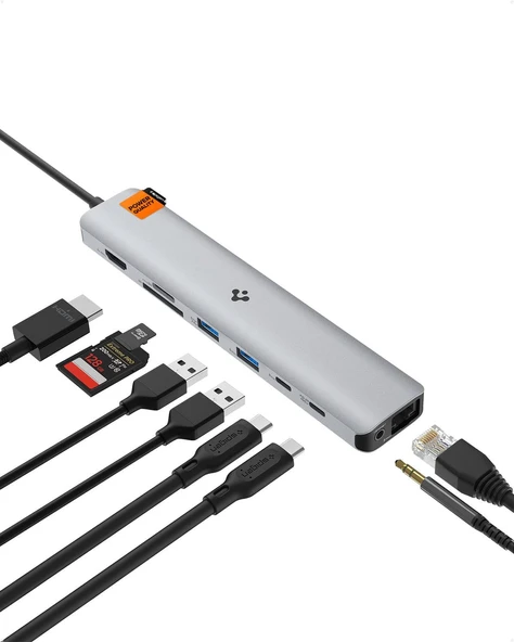 Spigen ArcDock 85W Güç Adaptörü 9in1 USB-C Multi Hub Çoklayıcı 9 Port 4k 60hz PD2306 Space Gray - ACA06388-Vitrin Ürünü ürün görseli 1
