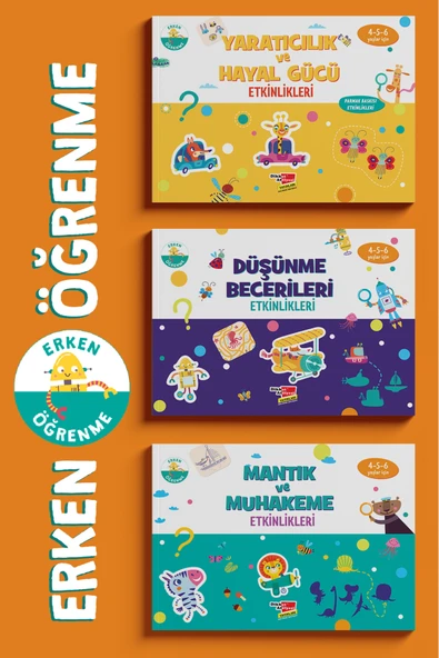 Dikkat Atölyesi Yayınları Okul Öncesi 4-6 Yaş Evde 3'lü Etkinlik Set ürün görseli 1