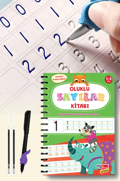 Dikkat Atölyesi Yayınları Sayıları Yazmayı Kolayca Öğreten Kitap | Sihirli Uçan Kalemli Oluklu (kabartmalı) Sayılar Kitabı ürün görseli 1