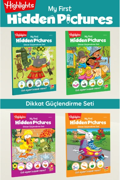 Dikkat Atölyesi Yayınları Highlights My First Hidden Pictures Benim Ilk Gizli Resimlerim 4'lü Set ürün görseli 1
