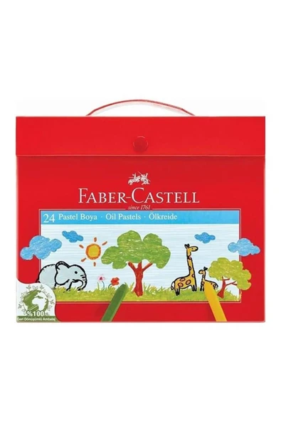 Faber Castell Pastel Boya 24 Renk Karton Çantalı 1 Adet Tutuculu Altıgen 24lü Pastel Boya ürün görseli 1