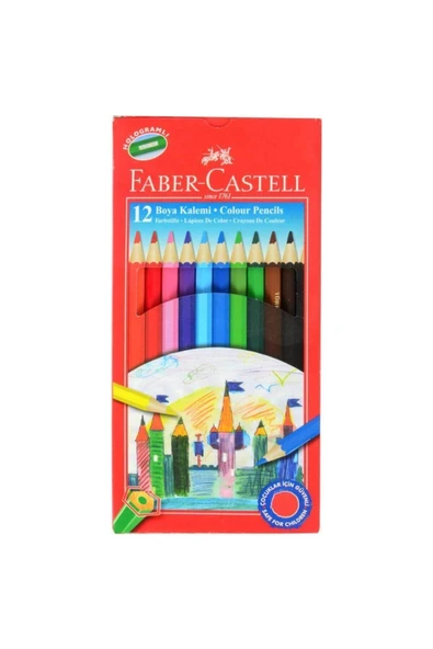Faber Castell 12 Renk Kuru Boya Kalem Tam Boy ürün görseli 1