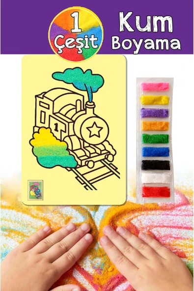 Dikkat Atölyesi Yayınları Tren Desenli Renkli Kum Boyama A4 Boyut ürün görseli 1