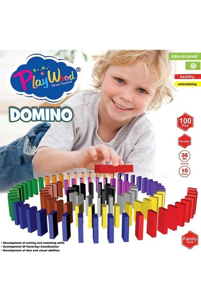 PlayWoods Playwood Ahşap Domino Seti - Eğitici Zeka Ve Strateji Oyunu (Ony-388) ürün görseli 1