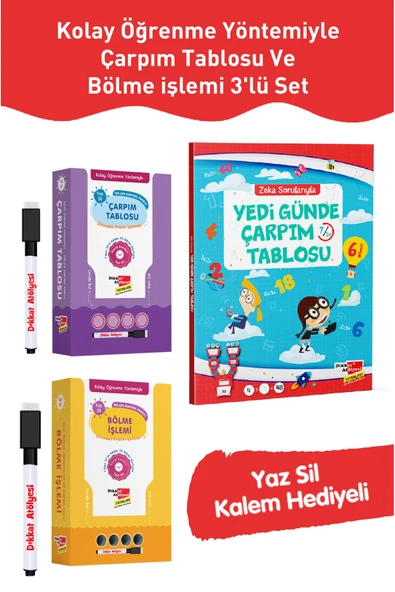 Dikkat Atölyesi Yayınları Kolay Öğrenme Yöntemiyle Çarpım Tablosu Ve Bölme Işlemi 3'lü Set ürün görseli 1