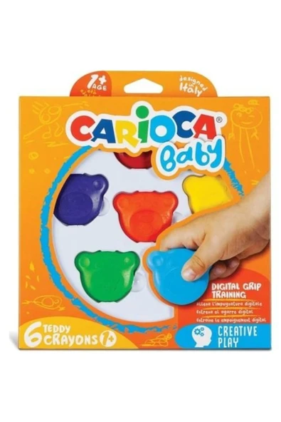 carioca Teddy Şekilli Kirletmeyen Mum Boyalar 6'lı ürün görseli 1