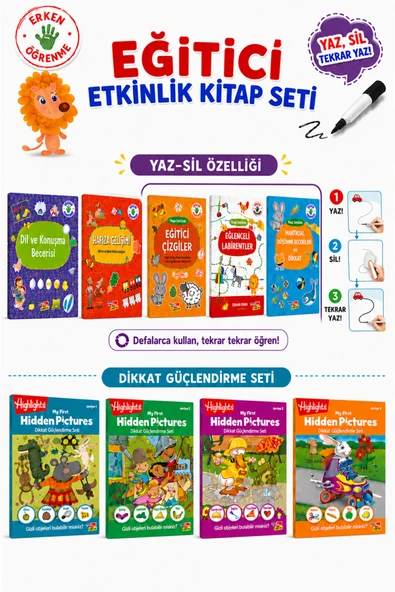 Dikkat Atölyesi Yayınları My First 4'lü Set ve 2-4 yaş evde Etkinlik 5'li Set (3-5 Yaş 9 Lu Set) ürün görseli 1