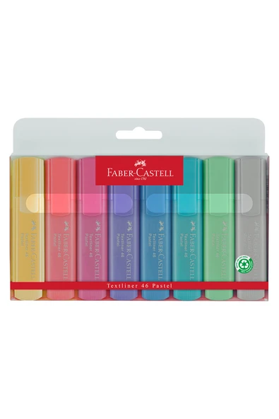 Faber Castell Pastel Renk Fosforlu Kalem Seti,8'li, Su Bazlı, Ergonomik Tasarım, Canlı ve Parlak Renkler ürün görseli 1