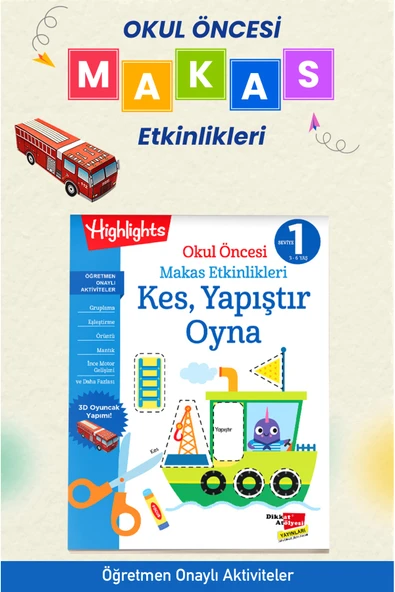Dikkat Atölyesi Yayınları 1. Seviye Kes, Yapıştır, Oyna Makas Etkinlikleri ürün görseli 1
