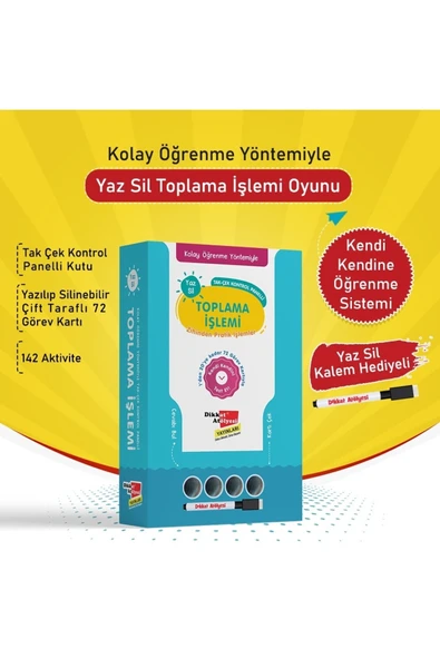 Dikkat Atölyesi Yayınları Kolay Öğrenme Yöntemiyle Yaz Sil Toplama Işlemi Oyunu ürün görseli 1
