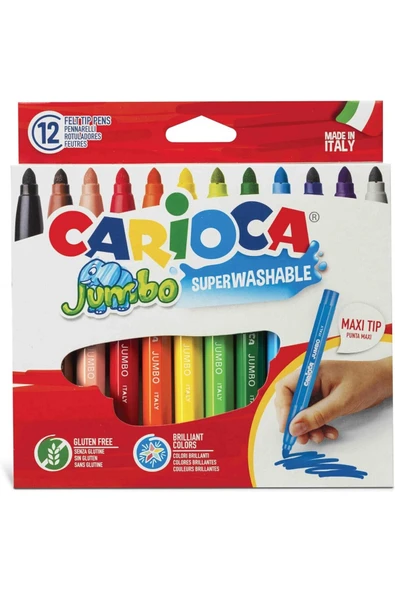 carioca 12'li Jumbo Süper Yıkanabilir Keçeli Boya Kalemi / 40569 ürün görseli 1