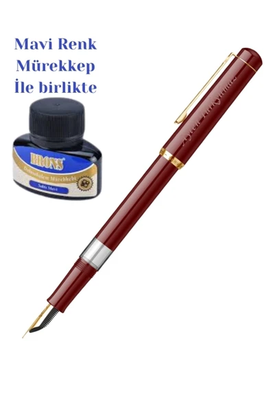 Scrikss Kişiye Özel Isimli Lüks Dolma Kalem 23k Altın Kaplama Ömür Boyu Garanti Bordo ürün görseli 1