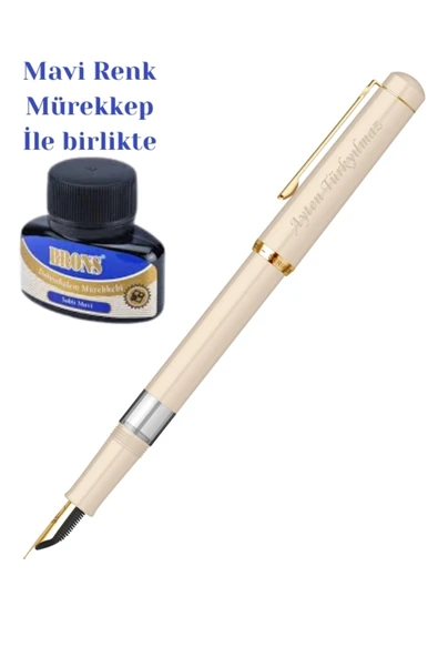 Scrikss Kişiye Özel Isimli Lüks Dolma Kalem Ömür Boyu Garanti Bej Hediye Paketli ürün görseli 1