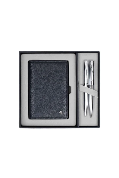 Scrikss Dr226 Hediyelik Set Tükenmez Kalem - Mekanik Kurşun Kalem 39 Krom & Deri Jotter Siyah ürün görseli 1