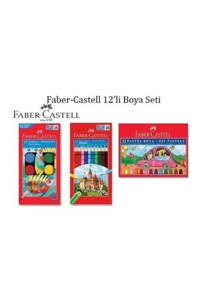 Faber Castell Faber-castell 3'lü Boyama Seti - Kuru Boya, Sulu Boya Ve Pastel Boya ürün görseli 1