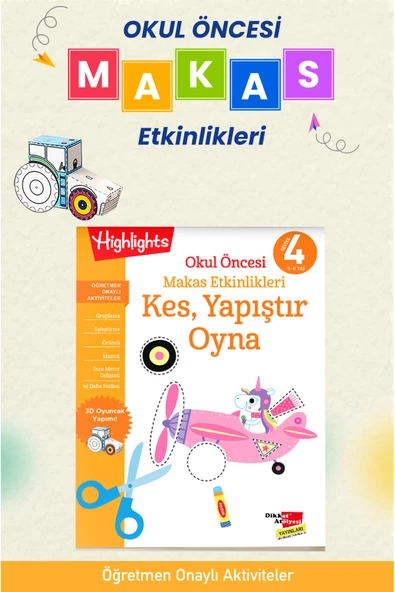 Dikkat Atölyesi Yayınları 4. Seviye Kes, Yapıştır, Oyna Makas Etkinlikleri ürün görseli 1