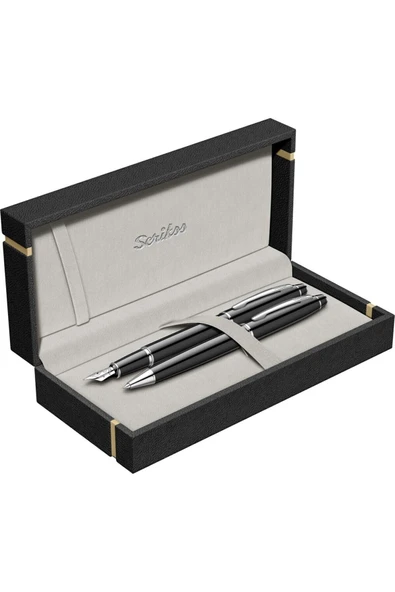 Scrikss WizDesign 35 DOLMAKALEM + TÜKENMEZKALEM İKİLİ SET SİYAH (ÖMÜR BOYU GARANTİLİ-LÜKS KUTULU-İSME ÖZEL) ürün görseli 1