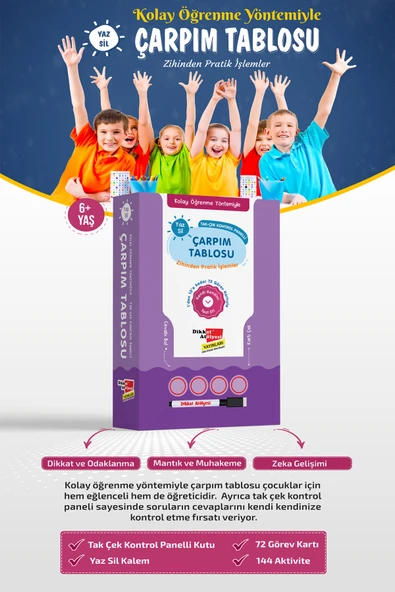 Dikkat Atölyesi Yayınları Kolay Öğrenme Yöntemiyle Çarpım Tablosu Kollektif ürün görseli 1