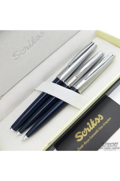 Scrikss 78 3'lü Set Lacivert | Roller Kalem + Tükenmez Kalem + Versatil Kalem Seti | Metropolis ürün görseli 1