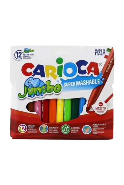 carioca Jumbo Süper Yıkanabilir Keçeli Boya Kalemi 12'li ürün görseli 1