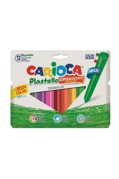 carioca Jumbo Üçgen Elleri Kirletmeyen Yıkanabilir Pastel Boya Kalemi 12li ürün görseli 1