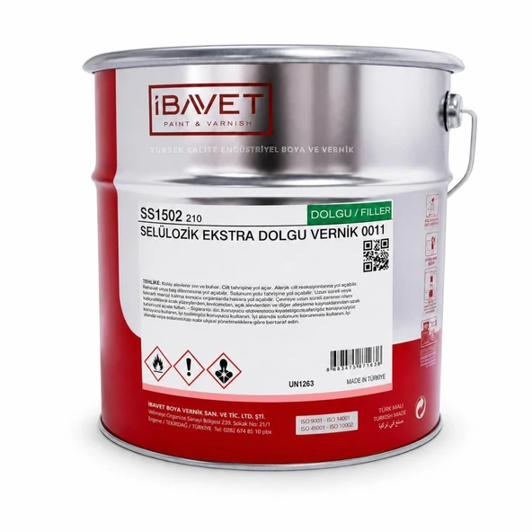 İbavet Selülozik Extra Dolgu Vernik 12 Kg Şeffaf ürün görseli 1