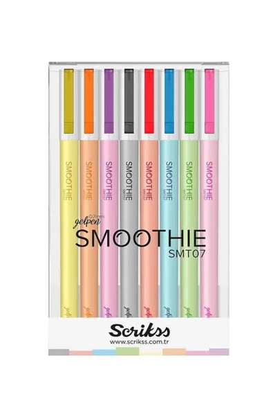 Scrikss OFFICE JEL KALEM SMOOTHIE 0.7 KARIŞIK RENK 8 Lİ BLS. ürün görseli 1