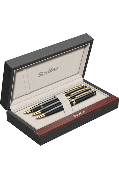 Scrikss WizDesign 38 DOLMA KALEM + TÜKENMEZKALEM + VERSATİL SET SİYAH ALTIN (GARANTİLİ-KUTULU-KİŞİYE ÖZEL) ürün görseli 1