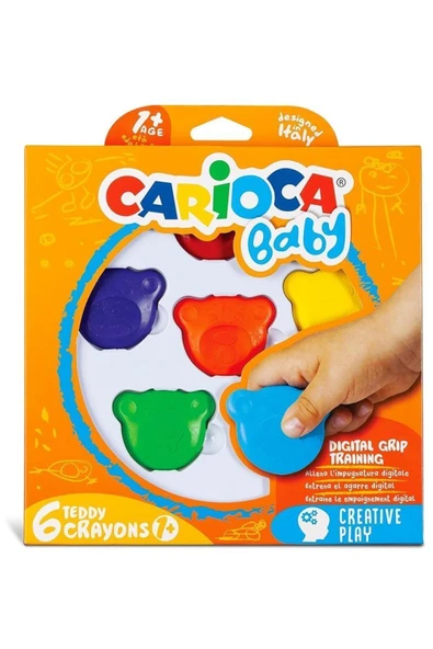 carioca Teddy 6'lı Crayons Mum Boya - Süper Yıkanabilir Ve Toksit Madde Içermez ürün görseli 1