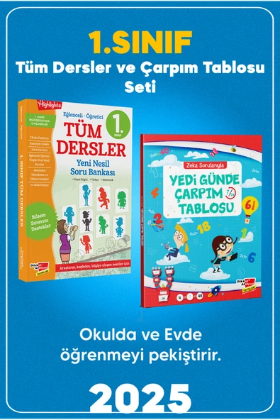 Dikkat Atölyesi Yayınları 1. Sınıf Tüm Dersler Soru Bankası ve Yedi Günde Çarpım Tablosu Kitabı 2 Kitap ürün görseli 1