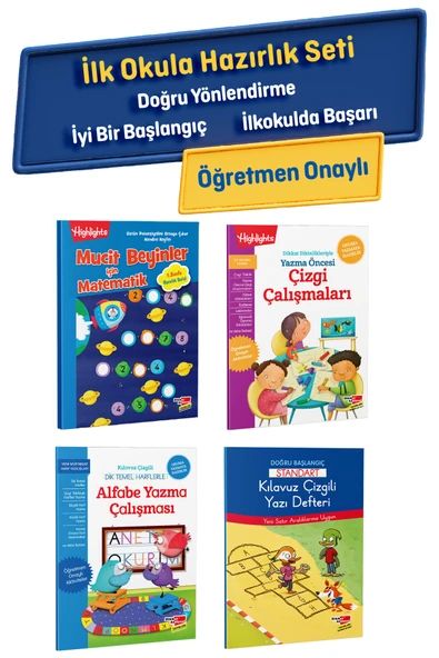 Dikkat Atölyesi Yayınları İlkokula Hazırlık Seti (Matematik, Çizgi Çalışması, Alfabe, Yazı Defteri) ürün görseli 1