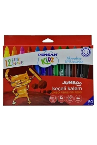Pensan Kidz Yıkanabilir Jumboo Keçeli 12 Renk ürün görseli 1
