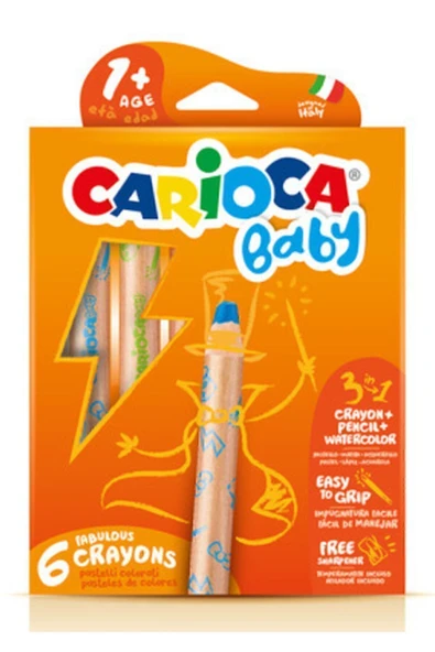 carioca Jumbo Bebek Ahşap Gövdeli Boyama Kalemi 6'lı ürün görseli 1