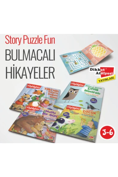 Dikkat Atölyesi Yayınları Highlights Sticker Bulmacalı Hikayeler 4`lü Set ürün görseli 1