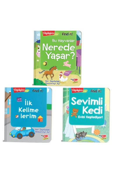 Dikkat Atölyesi Yayınları İlk Kelimelerim + Bu Hayvanlar Nasıl Yaşar + Sevimli Kedi Evini Keşfediyor 3lü Set ürün görseli 1