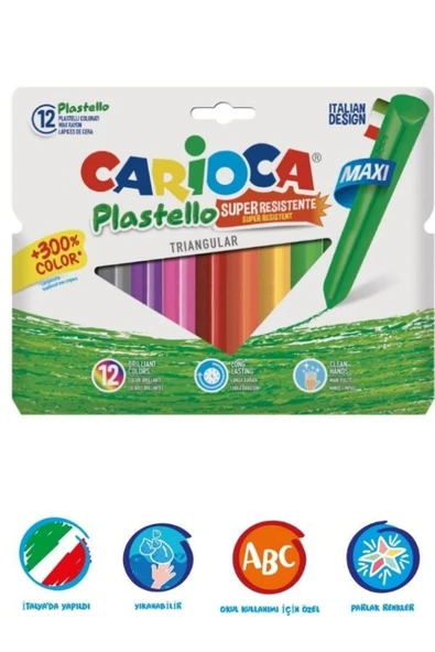 carioca - Dirençli Maksi Üçgen Plastik Mum Boya Kalemi - 12 Adet ürün görseli 1