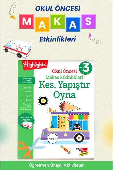 Dikkat Atölyesi Yayınları 3. Seviye Kes, Yapıştır, Oyna Makas Etkinlikleri ürün görseli 1