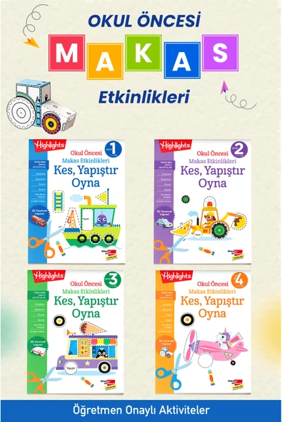 Dikkat Atölyesi Yayınları Kes, Yapıştır, Oyna Makas Etkinlikleri 4'lü Set ürün görseli 1