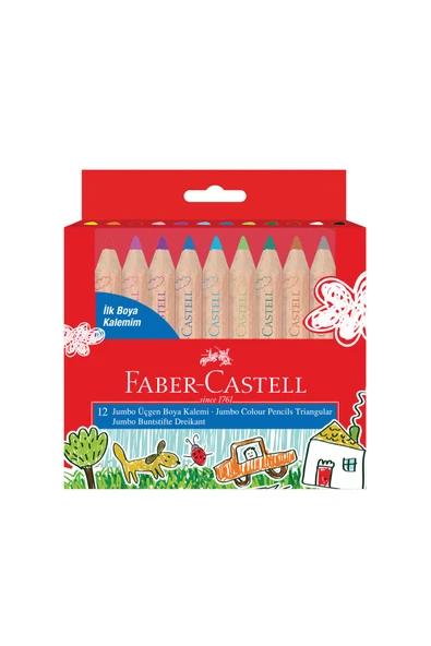 Faber Castell İlk Boya Kalemim Jumbo Yarım Boy 12 Renk, Ergonomik Tasarım, Canlı Renkler ürün görseli 1